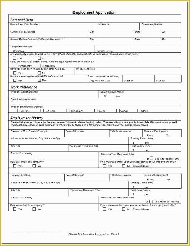 Free Printable Application for Employment Template Of Printable Job Applications Free Printable Job Application