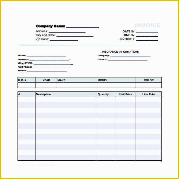 Free Printable Auto Repair Invoice Template Of 12 Sample Auto Repair Invoice Templates to Download