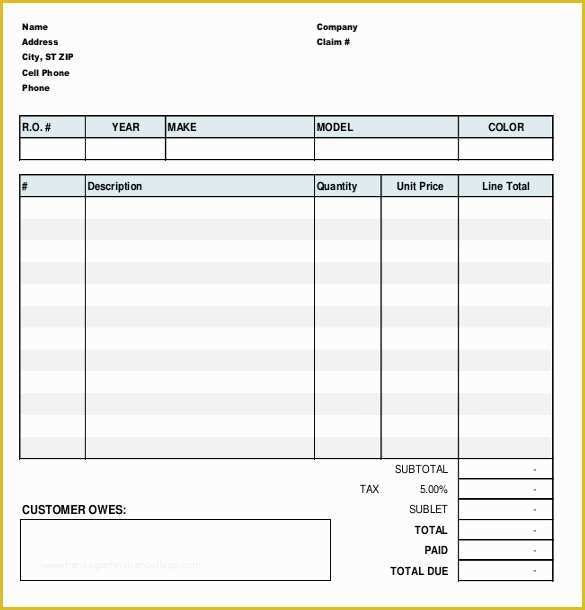 Free Printable Auto Repair Invoice Template Of 23 Repair order Templates – Google Docs Word