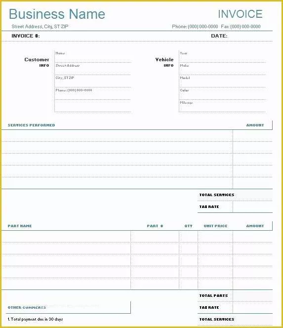 45 Free Printable Auto Repair Invoice Template