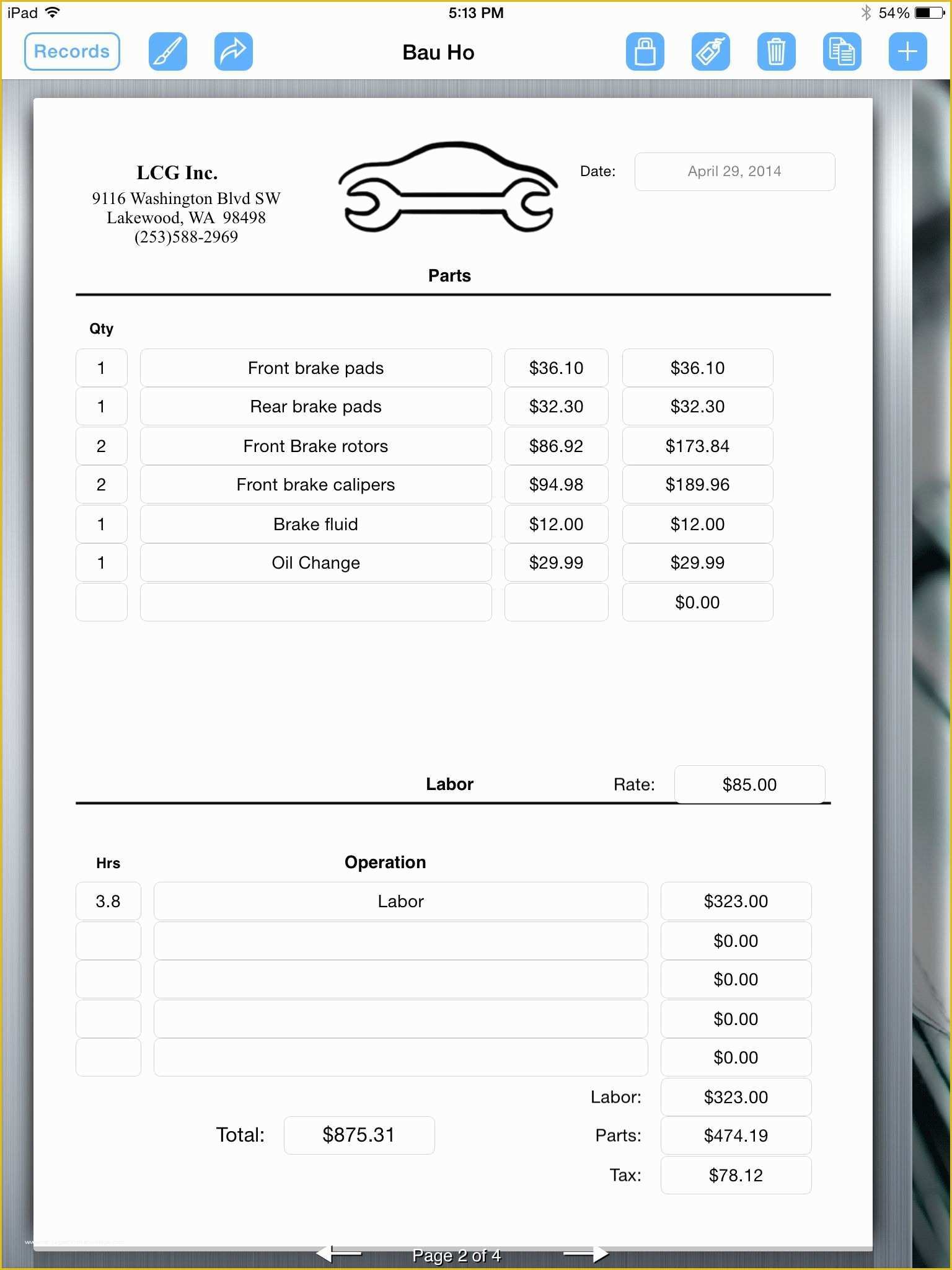 Free Printable Auto Repair Invoice Template Of Auto Repair Invoice Auto Repair Service Uses Ipad for