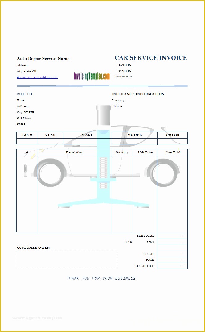 Free Printable Auto Repair Invoice Template Of Auto Repair Invoice Template