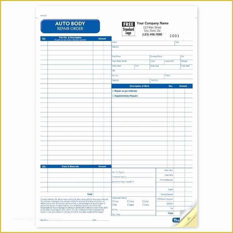 Free Printable Auto Repair Invoice Template Of Automotive Repair Invoice Work order Estimates