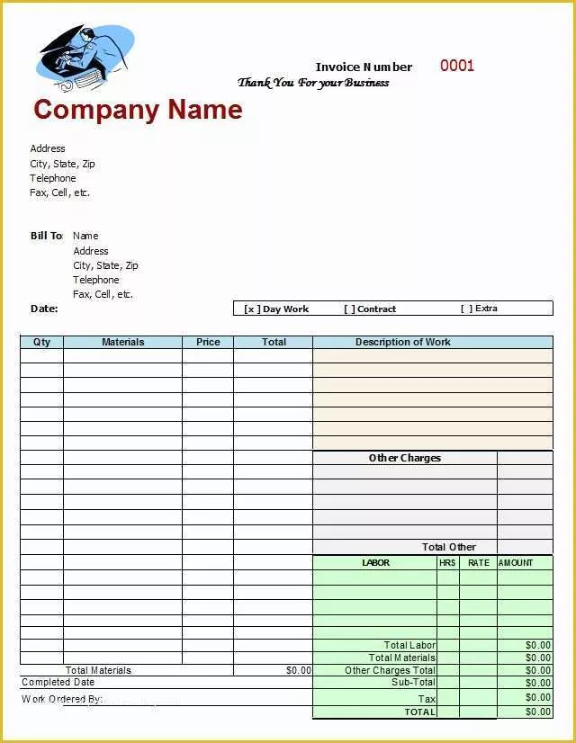 Auto Service Invoice Template Free Download