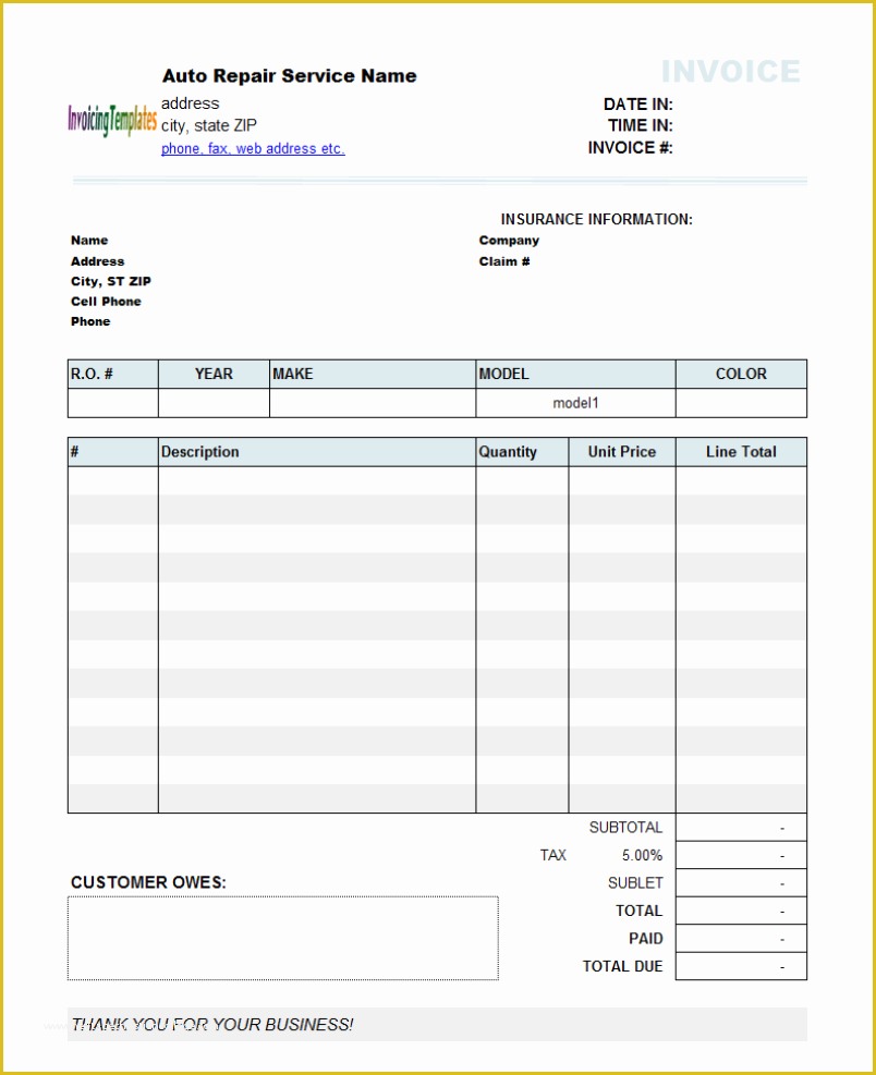 Free Printable Auto Repair Invoice Template Of Purchase order Example Word 6 Results Found Uniform