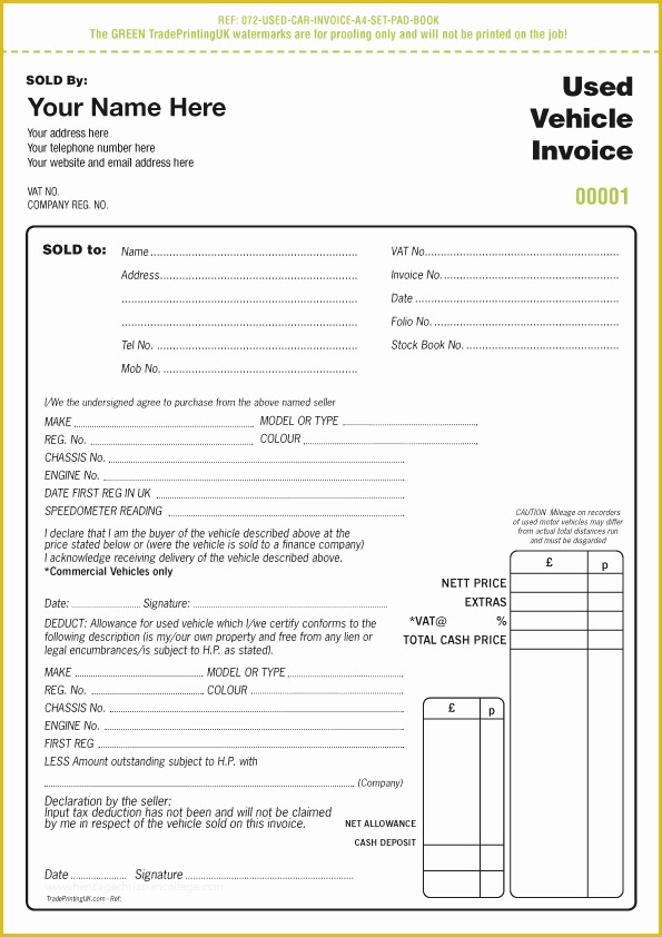 Free Printable Auto Repair Invoice Template Of Used Car Sales Invoice Template Uk