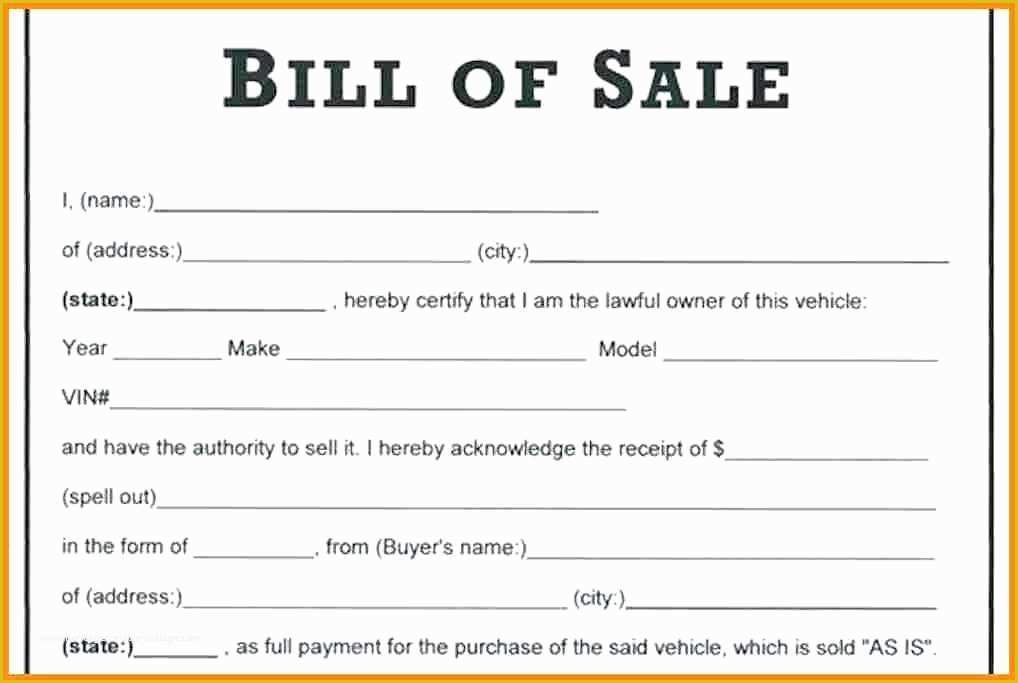Free Printable Automobile Bill Of Sale Template Of 15 as is Vehicle Bill Of Sale Template