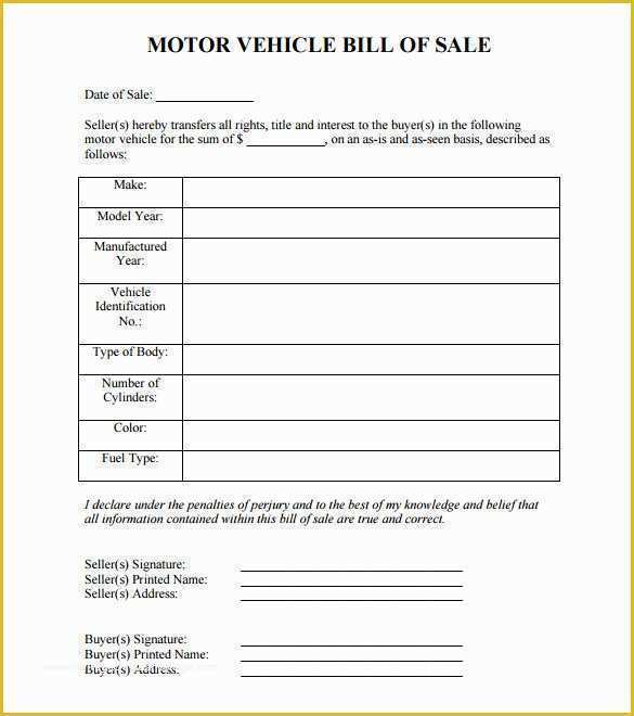 Free Printable Automobile Bill Of Sale Template Of 8 Auto Bill Of Sale Doc Pdf