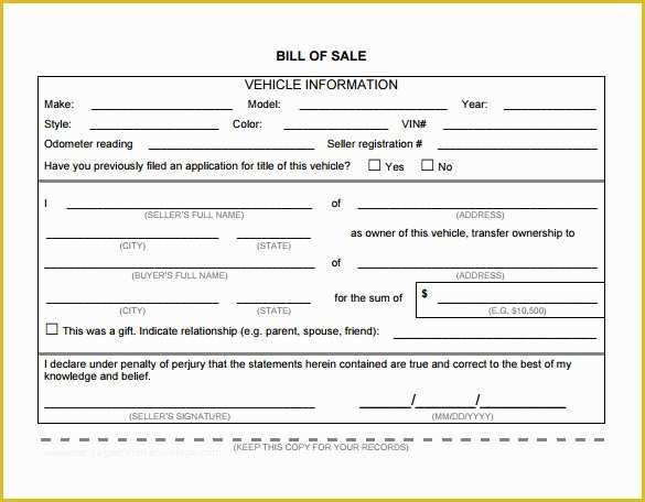 Free Printable Automobile Bill Of Sale Template Of Bill Of Sale