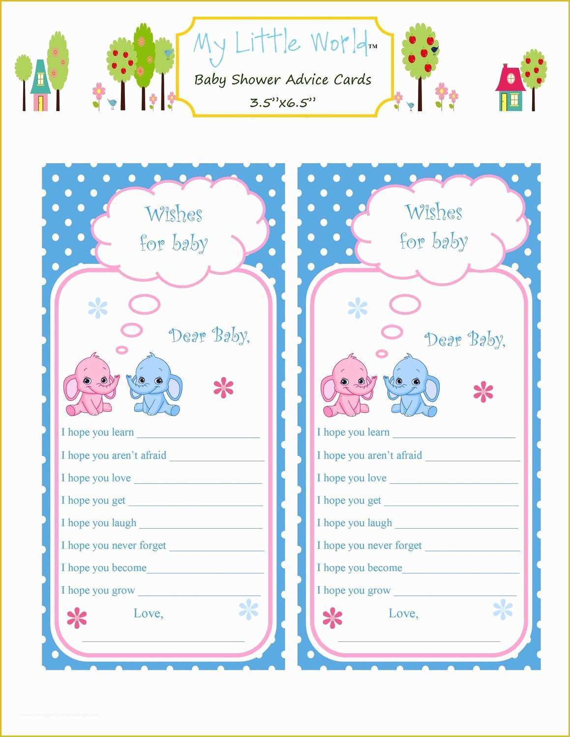 Free Printable Baby Cards Templates Of Baby Advice Cards Baby Shower Advice Cards for Fraternal