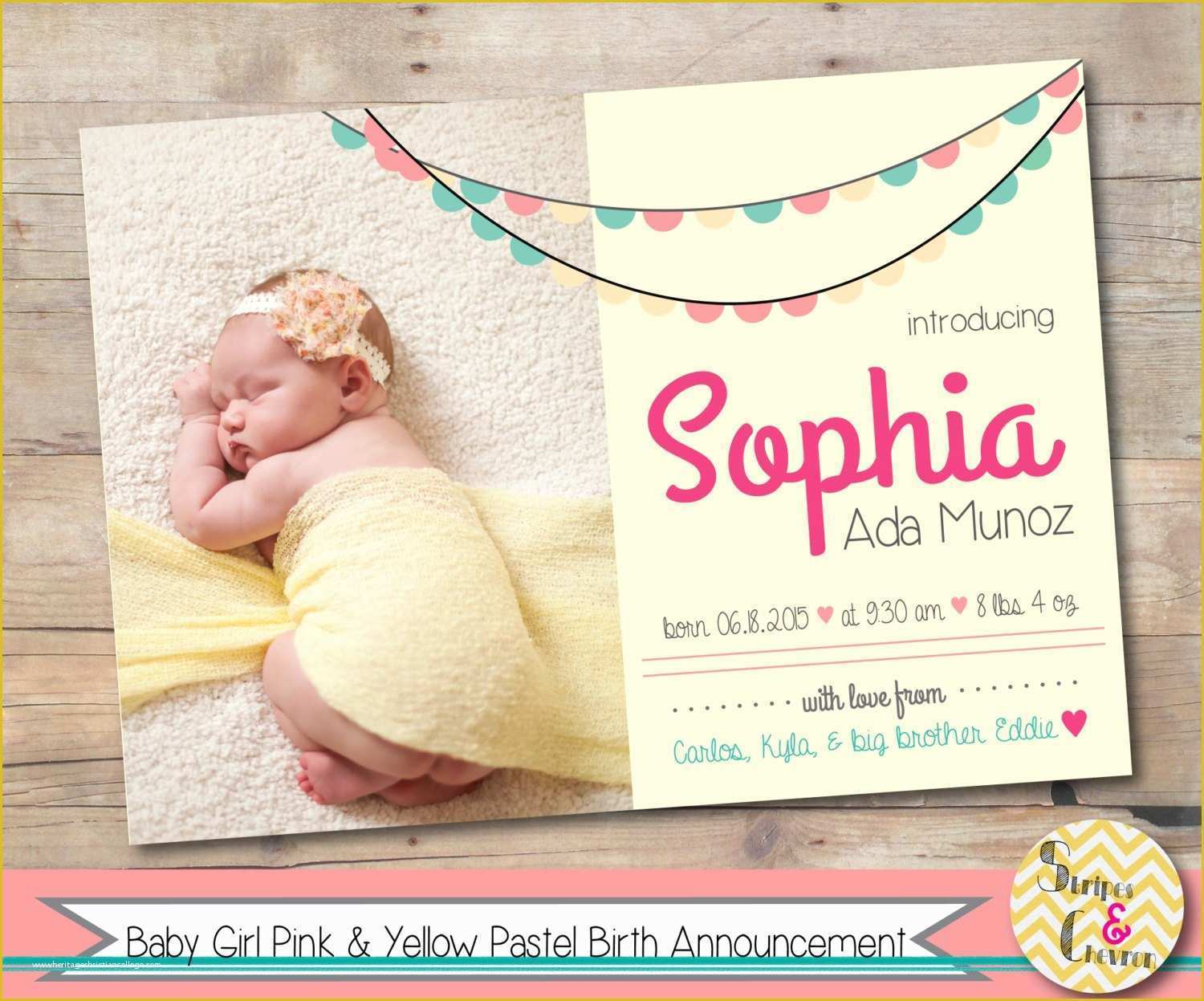 Free Printable Baby Cards Templates Of Baby Girl Birth Announcement Printable Baby Announcement