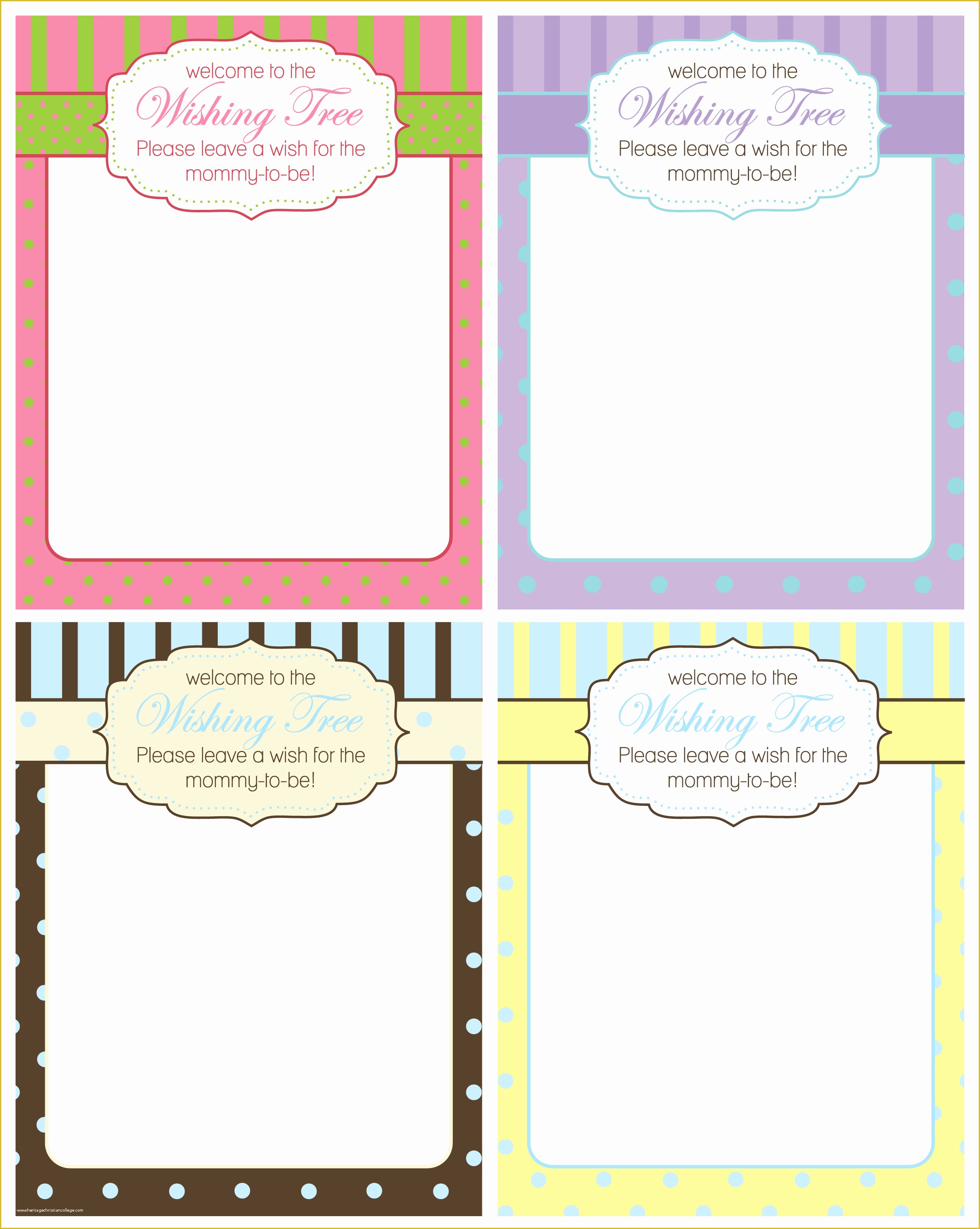 Free Printable Baby Cards Templates Of Free Baby Shower Wishing Tree Cards From A Party Studio