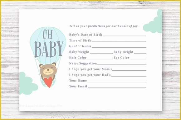 Free Printable Baby Cards Templates Of Printable Baby Prediction Card Card Templates On