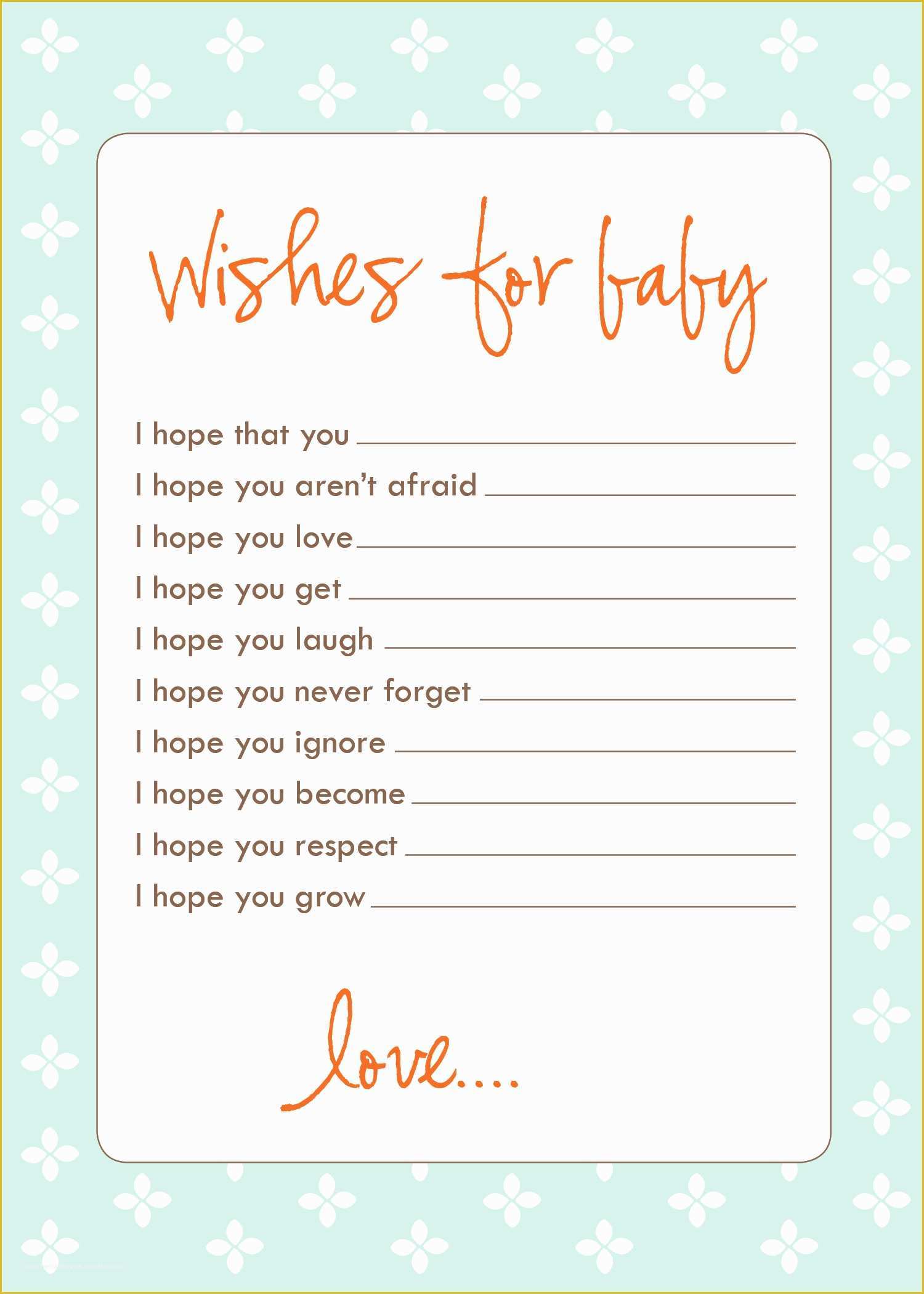 Free Printable Baby Shower Cards Templates Of Freebie Wish Cards