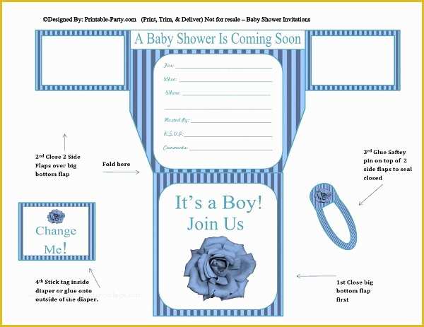 Free Printable Baby Shower Diaper Invitation Templates Of Boy Diaper Baby Shower Invitations