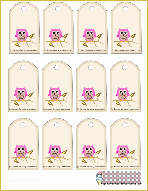 Free Printable Baby Shower Favor Tags Template Of Free Printable Owl Baby Shower Favor Tags