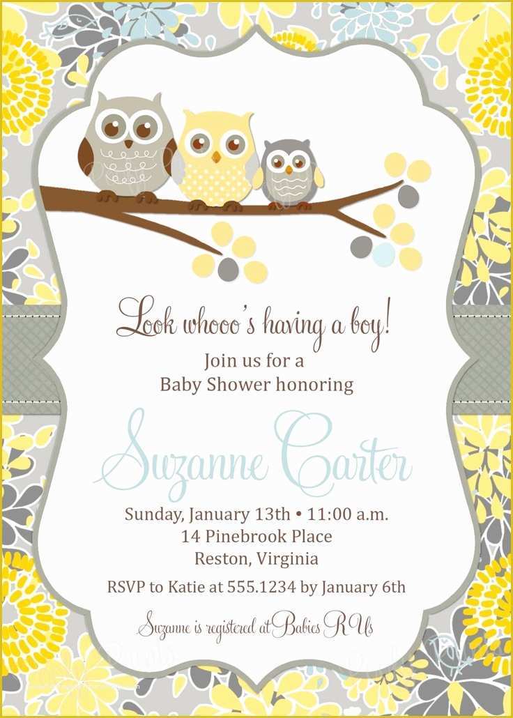 Free Printable Baby Shower Invitations Templates for Boys Of Owl Baby Boy Shower Invitation Printable Baby Shower