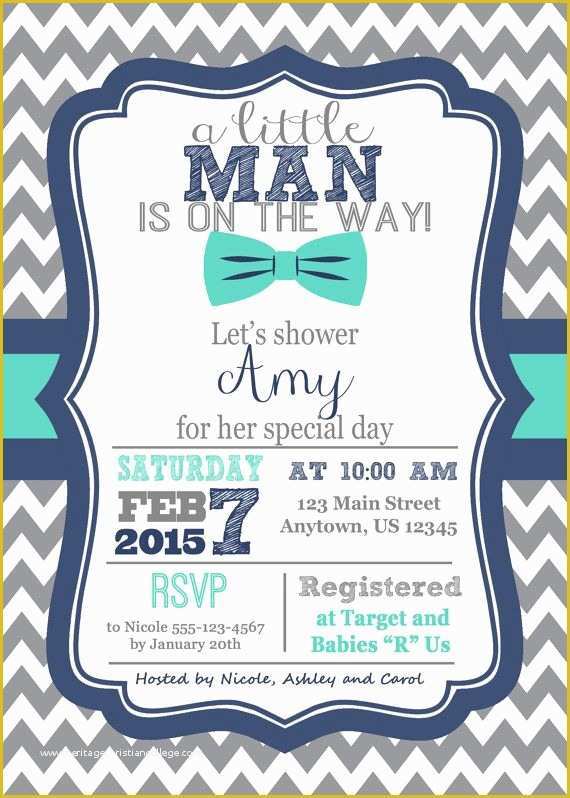 Free Printable Baby Shower Invitations Templates for Boys Of Printable Gray Grey Chevron Navy Blue Teal by