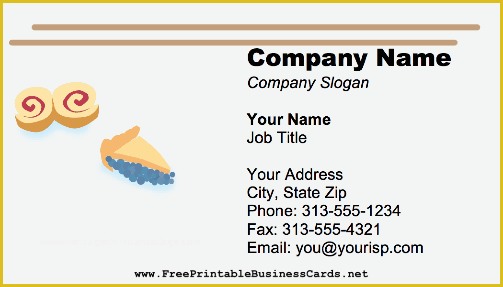 Free Printable Bakery Business Card Templates Of Bakery Cookies and Pie Business Card