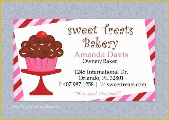 Free Printable Bakery Business Card Templates Of Cupcake Stripes Bakery Business Card Design by Mydiydesigns