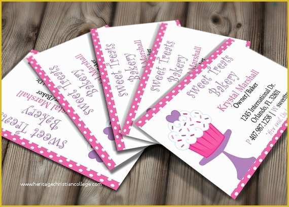Free Printable Bakery Business Card Templates Of Polka Dot Bakery Business Card Design Editable Template