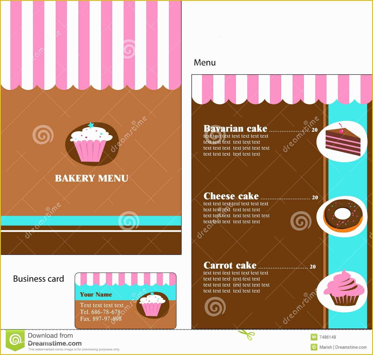 Free Printable Bakery Business Card Templates Of Template Designs Bakery and Restaurant Menu Stock
