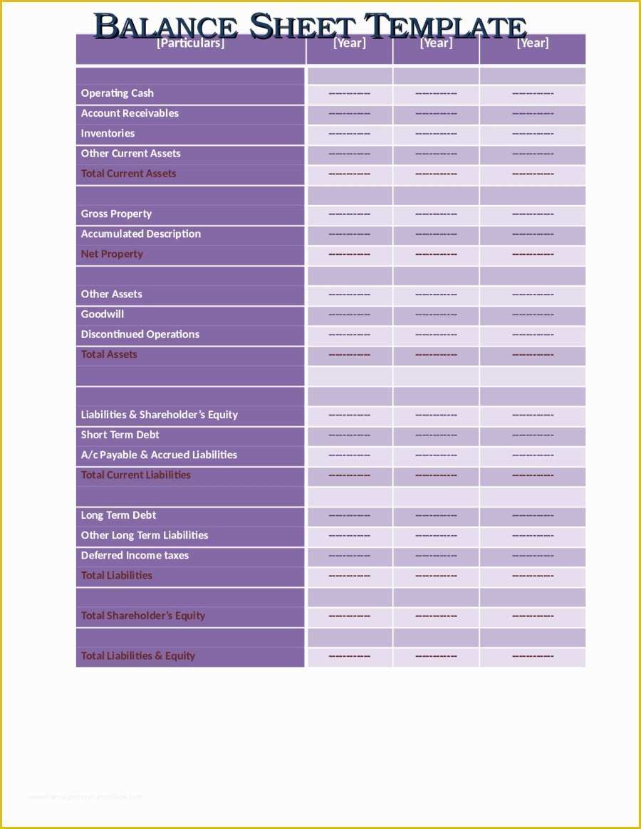 Free Printable Balance Sheet Template Of Balance Sheet Template