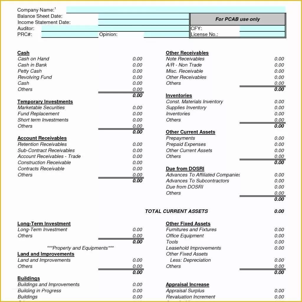 Free Printable Balance Sheet Template Of Cash Drawer Balance Sheet Template