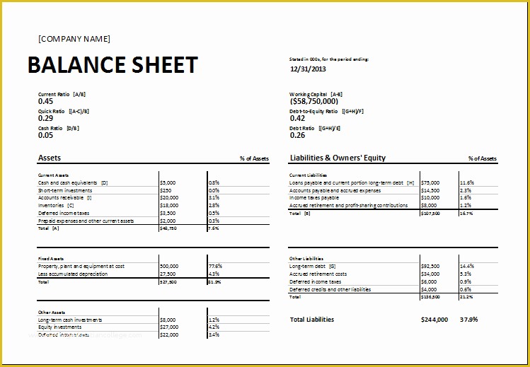 Free Printable Balance Sheet Template Of Download Free Balance Sheet Templates In Excel Excel