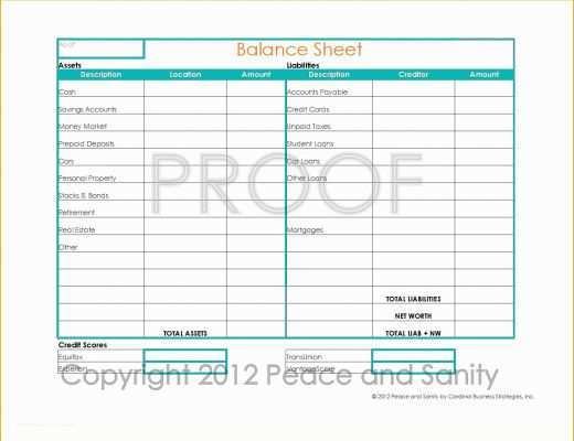 Free Printable Balance Sheet Template Of Personal Balance Sheet Pdf Printable by Peaceandsanity On Etsy