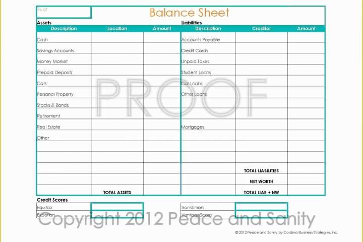 Free Printable Balance Sheet Template Of Personal Balance Sheet Pdf Printable by Peaceandsanity On Etsy