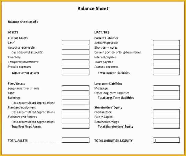 Free Printable Balance Sheet Template Of Printable Balance Sheet