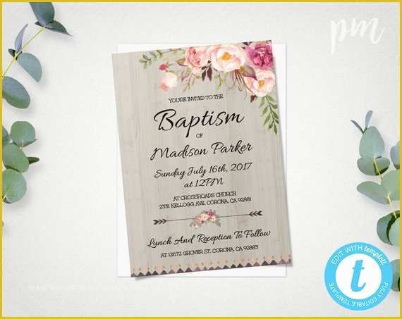 Free Printable Baptism Invitations Templates Of Printable Baptism Invitation Template Christening Invite