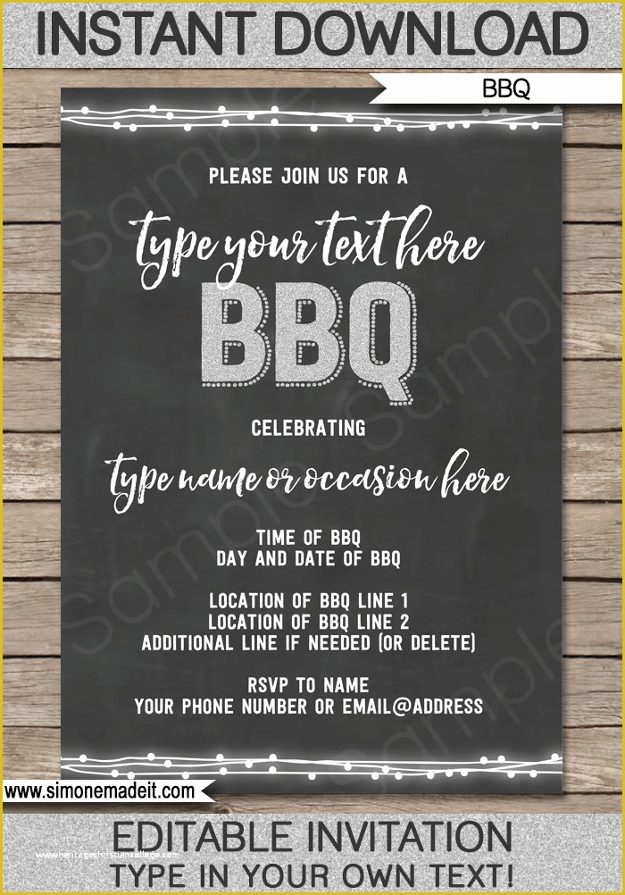 Free Printable Bbq Invitation Templates Of Chalkboard Bbq Invitations Template