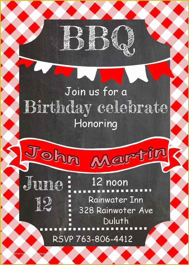 Free Printable Bbq Invitation Templates Of Free Simple Birthday Party Invitations Printable