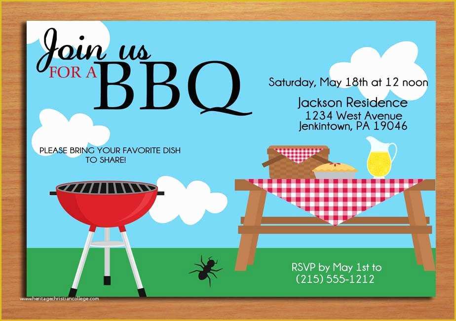 Free Printable Bbq Invitation Templates Of Summer Picnic Customized Printable Bbq by