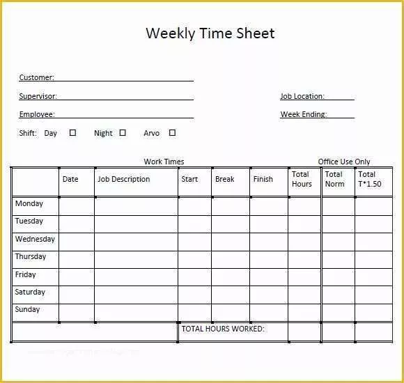 Free Printable Bi Weekly Timesheet Template Of 10 Weekly Timesheet Templates