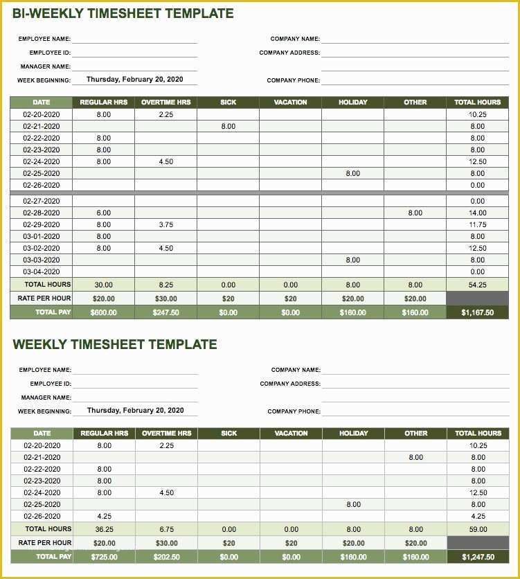 Free Printable Bi Weekly Timesheet Template Of 17 Free Timesheet and Time Card Templates