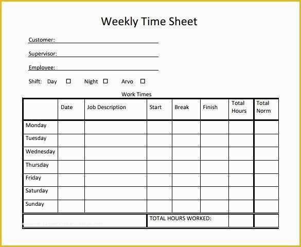 Free Printable Bi Weekly Timesheet Template Of 22 Weekly Timesheet Templates – Free Sample Example