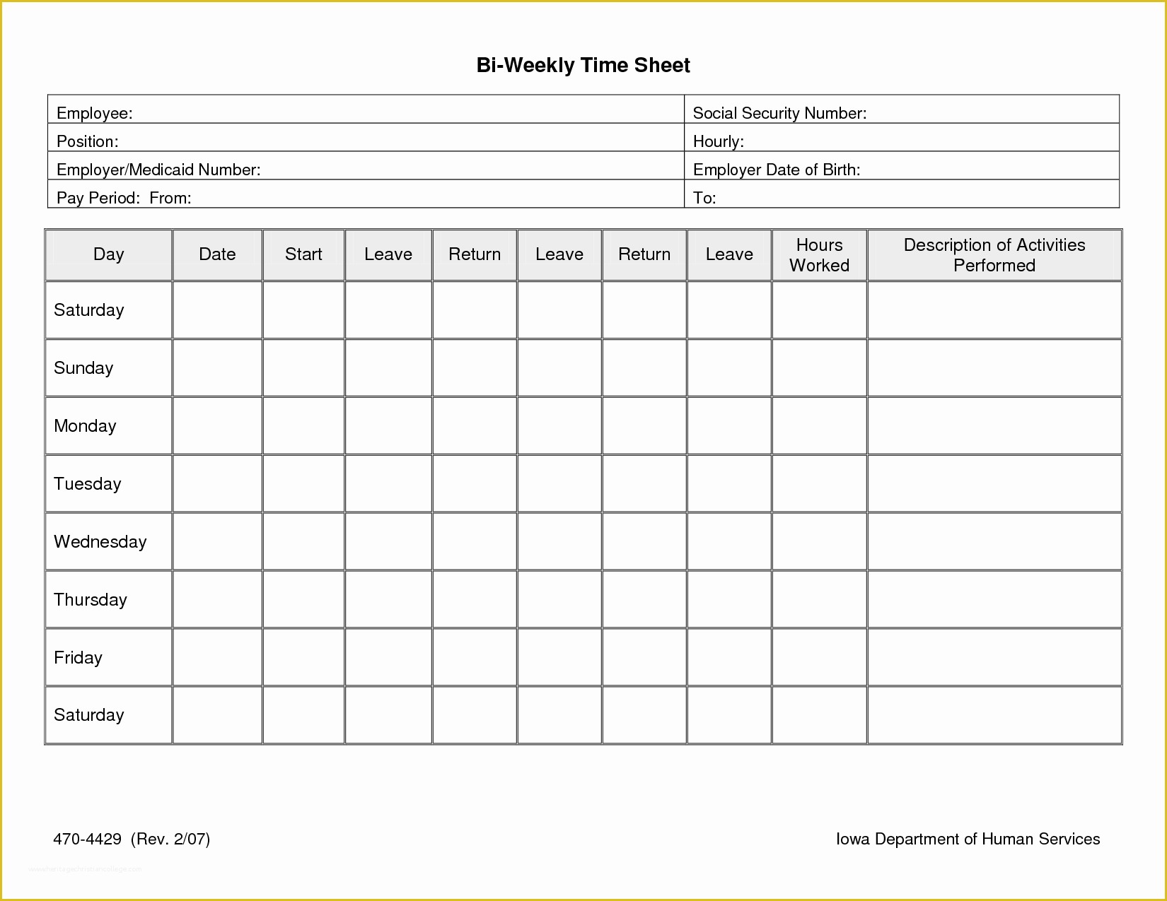Bi Weekly Timesheet Template Business Gambaran