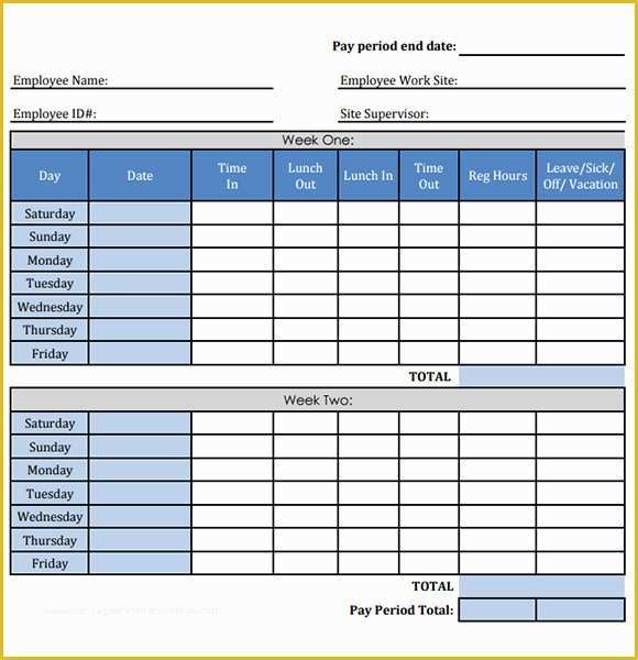 Free Printable Bi Weekly Timesheet Template Of Biweekly Timesheet