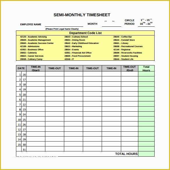 Free Printable Bi Weekly Timesheet Template Of Monthly Timesheet Template 22 Download Free Documents