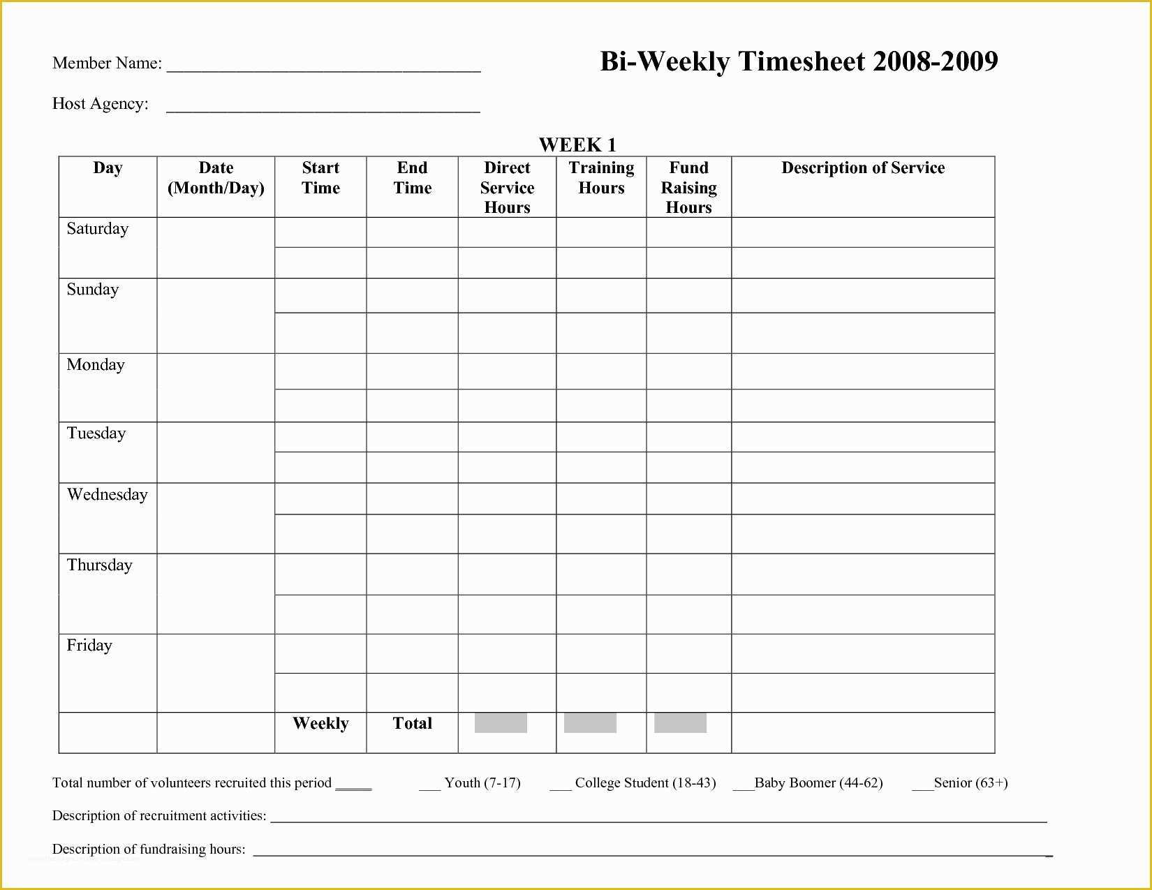 Printable Bi Weekly Time Sheet Forms Images And Photos Finder