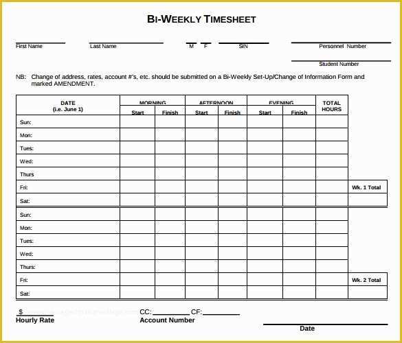 Free Printable Bi Weekly Timesheet Template Of Weekly Timesheet Template 8 Free Download In Pdf