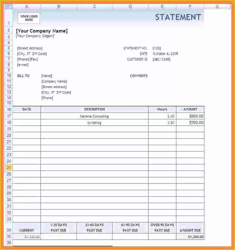 Printable Statement Template