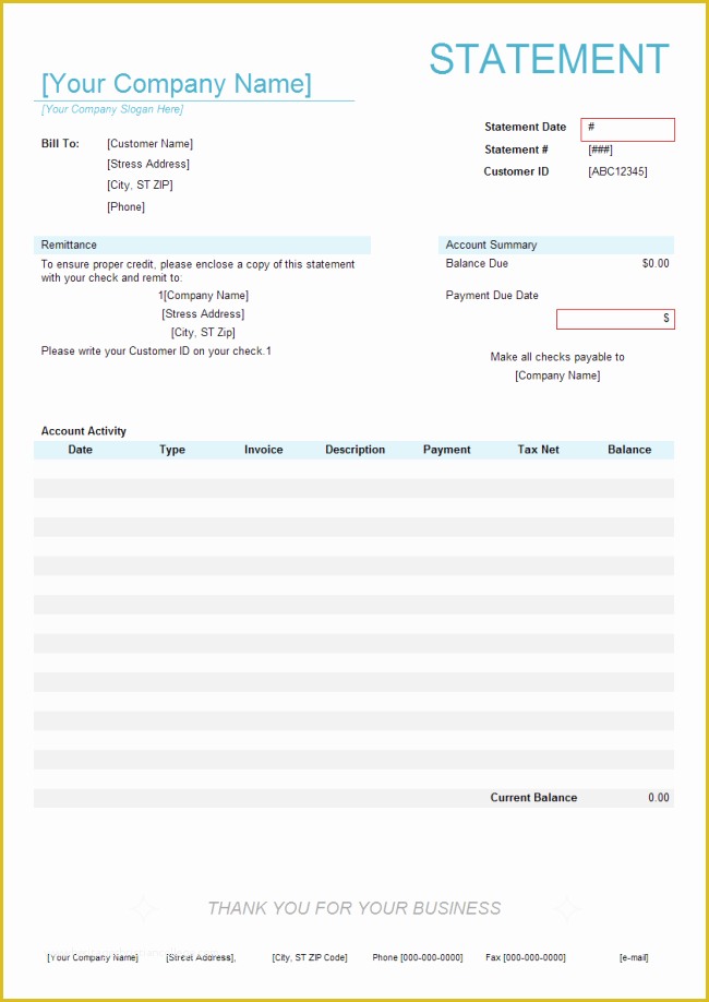 Free Printable Billing Statement Template Of Billing Statement form