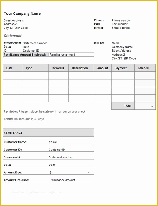 Free Printable Billing Statement Template Of Billing Statement Simple