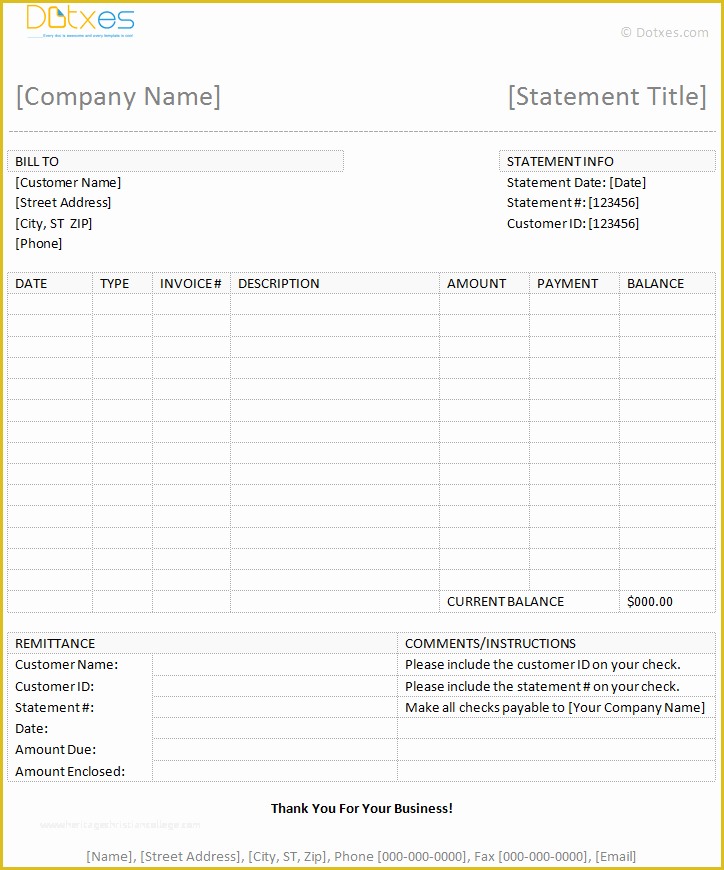 Free Printable Billing Statement Template Of Billing Statement Template Dotxes