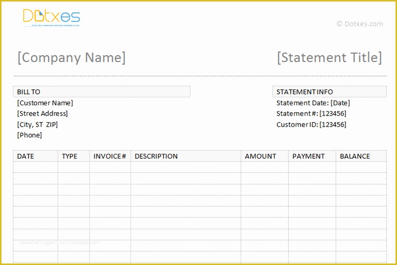 Free Printable Billing Statement Template Of Billing Statement Template Dotxes