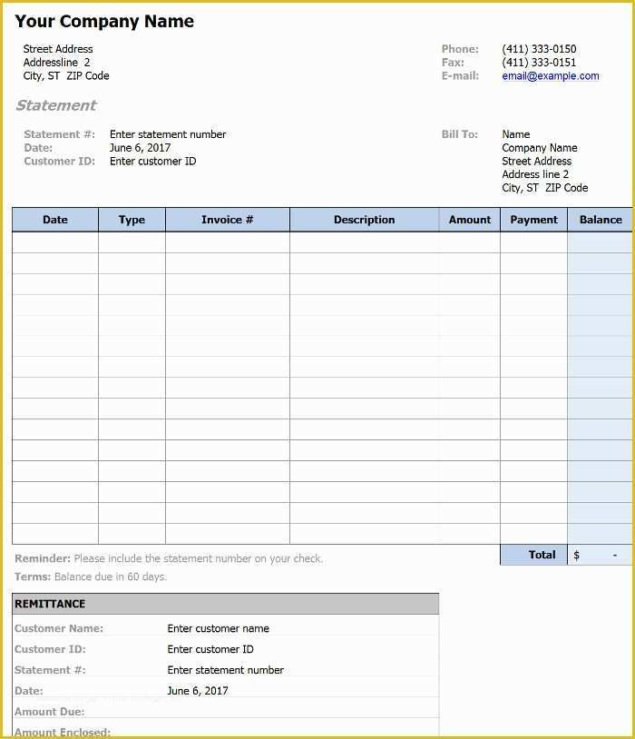 Free Printable Billing Statement Template Of Free Billing Statement Templates